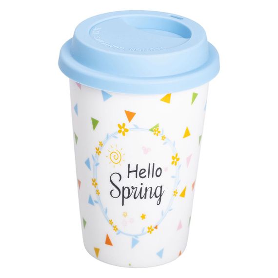 Фарфоровый стакан с силиконовой крышкой и отверстием для трубочки 420 мл RX-N240546HS | Зображення 1