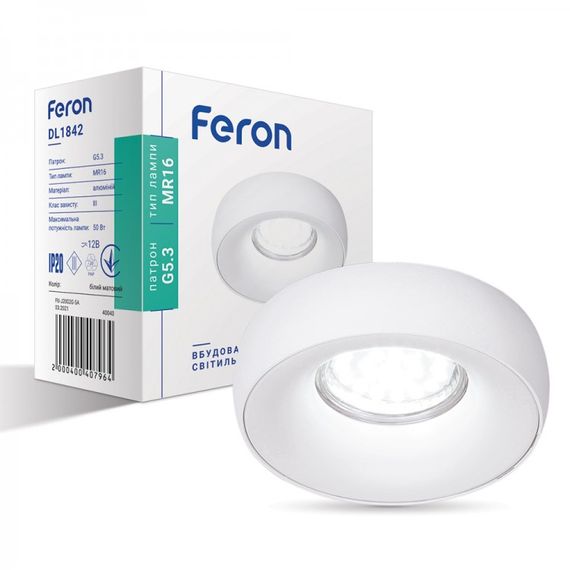 Cвітильник точковий Feron DL1842 білий матовий