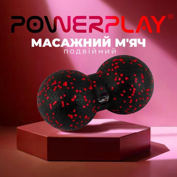 Массажный мяч двойной Паверплей PP-4352 Epp foam peanut ball (d8*16cm.) Черный/Красный | Зображення 5