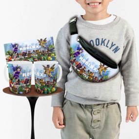 Набор: детская сумка-бананка+кружка Роблокс "Roblox" 32х15см,бананка для мальчика через плечо (00958)