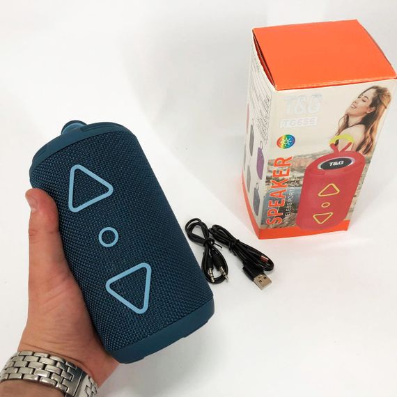 Bluetooth колонка портативна TG656 FM-радіо, потужна переносна акустична колонка. Колір: синій | Зображення 7