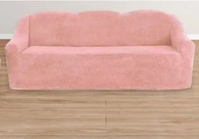 Чохол на тримісний диван плюшевий Venera "Sofa soft" 306 Пудровий