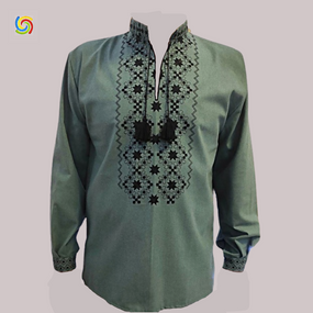 Рубашка Украинская вышиванка  32096 цвет оливковый размер XXXL