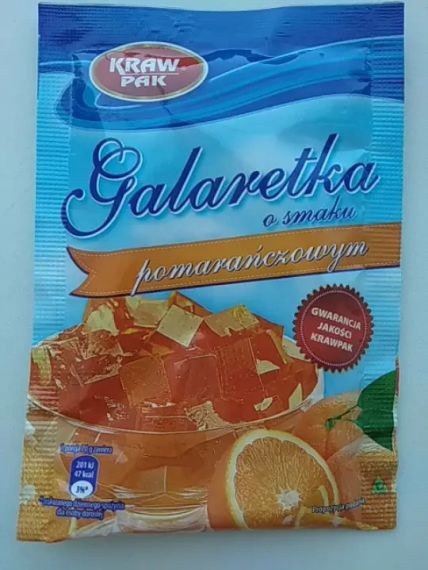 Жовте (галаретка) з смаком апельсина Galaretka Kraw Pak, в пакетиках 70 г, Польща, оригінал