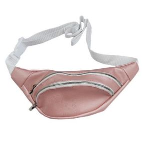 Сумка поясна бананка 4Profi з еко шкіри пудровий з двома відділеннями 21453