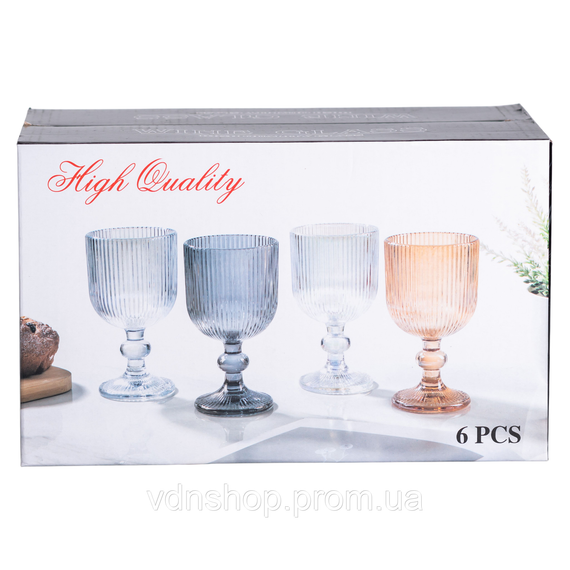 Набір келихів для вина 6 шт по 220 мл на низькій ніжці Прозорий HP-19-104 | Зображення 4