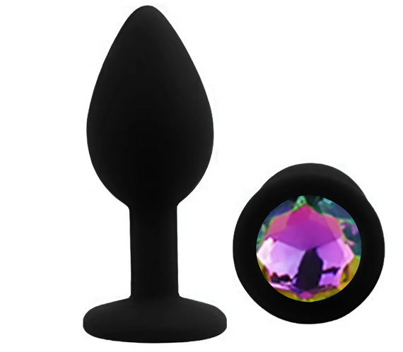 Силиконовая анальная пробка EGZO - Silicone Black Round Plug Rainbow, size S Sex Aura | Зображення 1