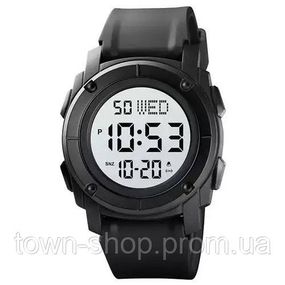 Часы наручные мужские SKMEI 1853BKWT BLACK-WHITE, армейские часы противоударные. Цвет: черный