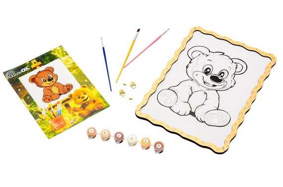 Картина по номерах Puz-22942 "Ведмедик" дерев'яна, формат А4 PuzzleOk | Зображення 1