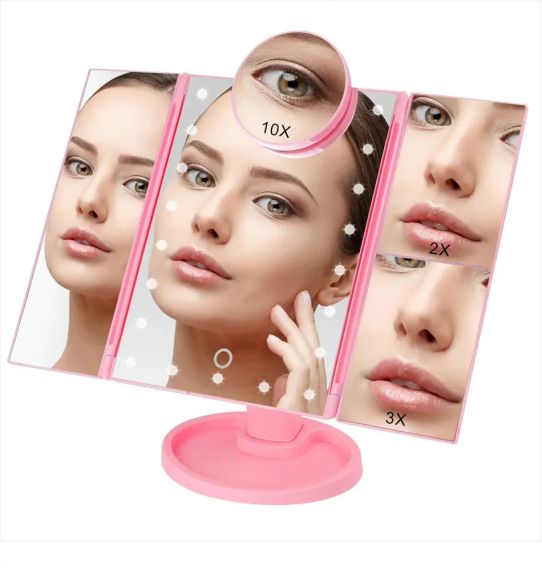 Зеркало тройное для макияжа Superstar Magnifying Mirror с LED-подсветкой прямоугольное с увеличением | Зображення 1