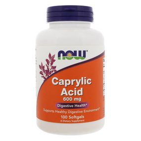 Жирные кислоты Now Foods Каприловая Кислота 600 мг, Caprylic Acid, 100 желатиновых капсу (NOW-03347)