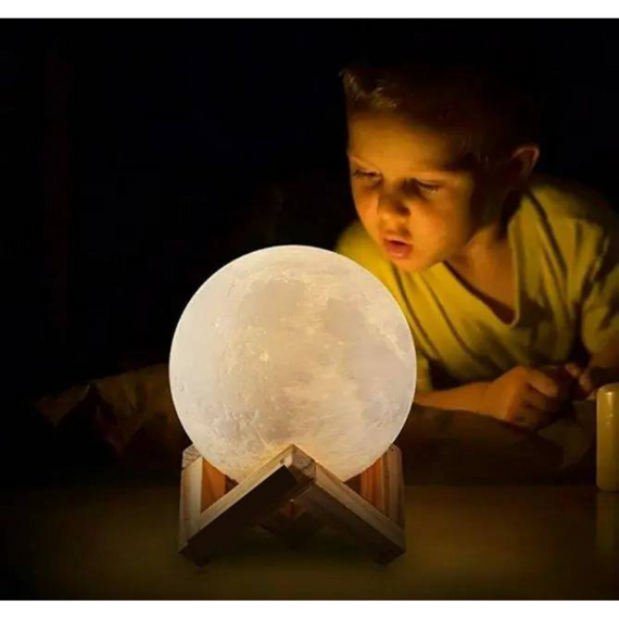 Світильник "Місяць" 3D білий Moon Light Lamp 17 см, кольоровий дитячий світильник у вигляді місяця | Зображення 2
