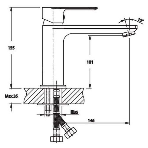 Змішувач для умивальника Haiba ALEX 001 з подовженим виливом (HB0880) | Зображення 1