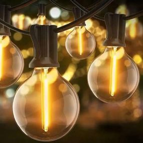 Гірлянда в ретро стилі вулична із сонячною панеллю 15м/50 LED НА-92 Чорна