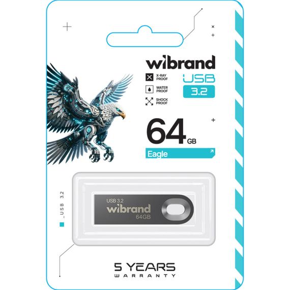 USB флеш накопичувач Wibrand 64GB Eagle Grey USB 3.2 (WI3.2/EA64U10G) | Зображення 1