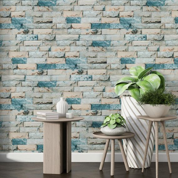 Самоклеючі шпалери 2800х500х1,5мм Бірюзова катеринославська цегла (D) SW-00001943 | Зображення 5