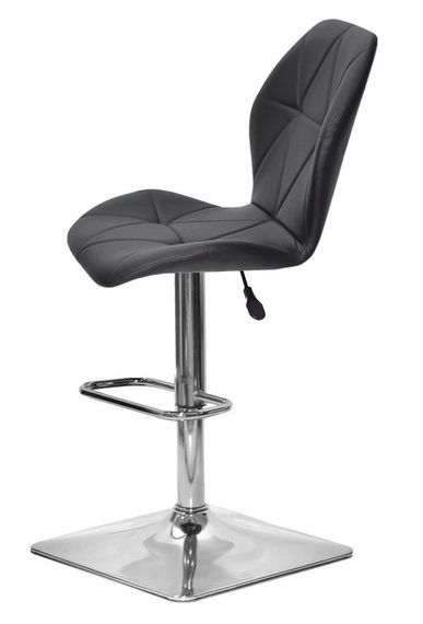 Барный стул с регулировкой высоты на хромированной квадратной ноге с подножкой Alby Bar 4-CH-Base Кожзам черный | Зображення 1