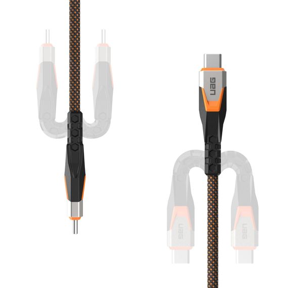 Дата кабель USB-C to USB-C 0.75m v3.2 240W Rugged double braided nylon black+orange UAG (9B4415114097) | Зображення 5