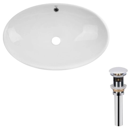 Комплект Qtap Dove: Раковина накладна овальна 635x420x150 мм White + Донний клапан PU02O (QT06113077WN47309)