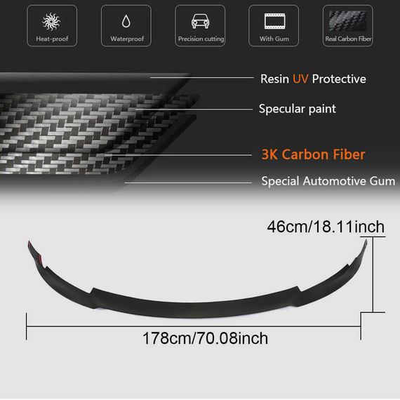 Накладка на передній бампер Lip V6 (2017-2023, Карбон) для Tesla Model 3 2017- рр | Зображення 8