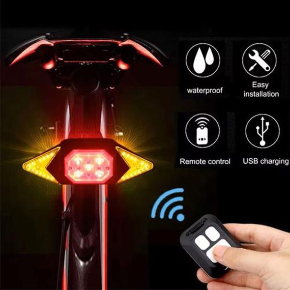 Велоліхтар LY-6700 із зазначенням поворотів (red+yellow+blue), waterproof, Миготливий велоліхтар | Зображення 1