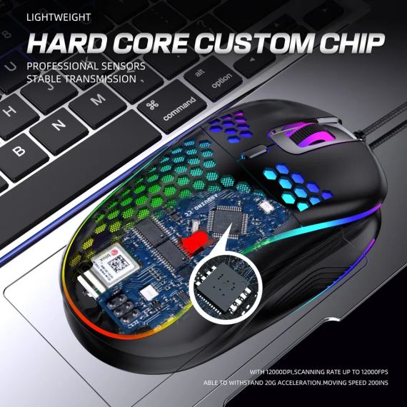 GINWFEIY D4 мишка з RGB  підсвіткою (біла) | Зображення 1