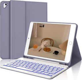 Чохол з магнітною Bluetooth клавіатурою для iPad 9.7”, iPad 5, 6 покоління, Pro, Air 1/2 з підсвіткою, тримачем стилуса лавандовий