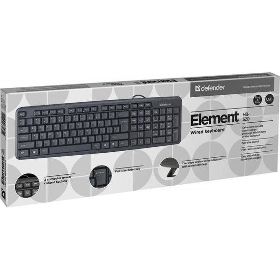 Клавіатура Defender Element HB-520 USB UKR Black (45529) | Зображення 1