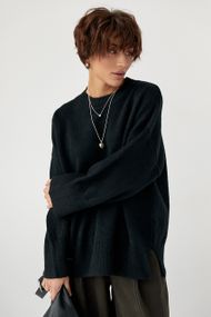 В'язана кофта оверсайз із розрізами - чорний цвет, ONE SIZE (є розміри)