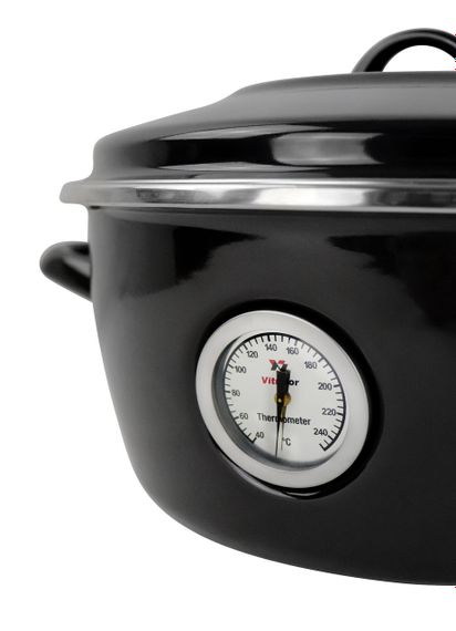 Кастрюля-жаровня Vitrinor Dutch Oven 2111692, 5 л, 26 см, стальная с крышкой и термометром, черная | Зображення 5