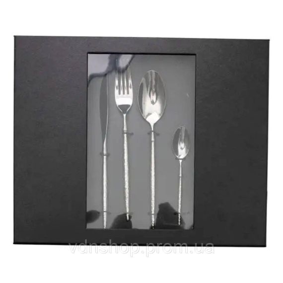 Набор столовых приборов золото на 6 персон 24 предмета ложки, вилки, ножи Серебро HP-20-14 | Зображення 3