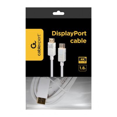 Кабель мультимедийный DisplayPort M to DisplayPort M 1.8m V1.2 Cablexpert (CC-DP2-6-W) | Зображення 1