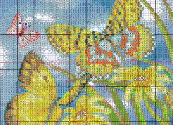 Набір для вишивання за нанесеною на канву схемою "Colorful butterflies". AIDA 14CT printed, 38*33 см | Зображення 2