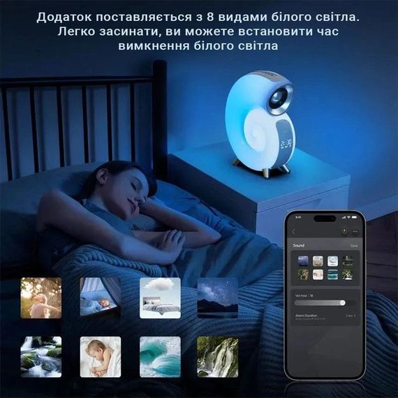 Нічник INSPIRE N70 APP 6W 2000 mAh, зарядний пристрій з підсвічуванням та вбудованим динаміком | Зображення 3