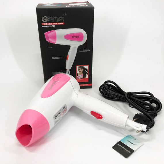 Фен с ионизацией для укладки Gemei GM-1756 1200 Вт, Функциональная щетка для сушки MR-55 | Зображення 7