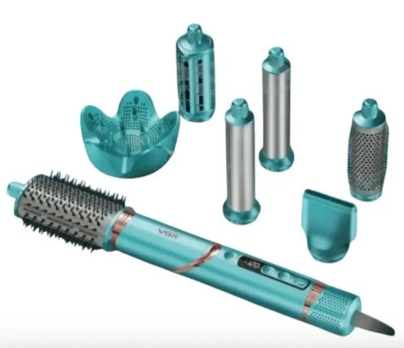 Фен-стайлер VGR V-477 с ионизацией, зеленый, 7в1, 1400 Вт
