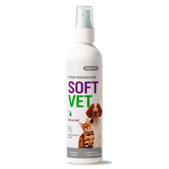 Спрей від бліх та кліщів для собак та котів Provet Softvet, 250 мл