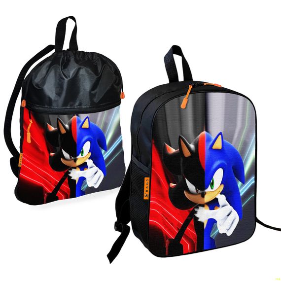 Школьный рюкзак детский Супер Соник + Сумка для обуви спортивной формы рюкзак-мешок для мальчика (01836)