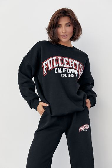 Женский спортивный костюм на флисе с принтом Fullerton California - черный цвет, L (есть размеры) | Зображення 3