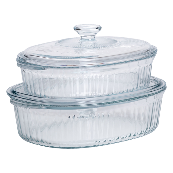Форми для запікання набір 2 шт скляні з кришками овальні HP-34-27 | Зображення 1