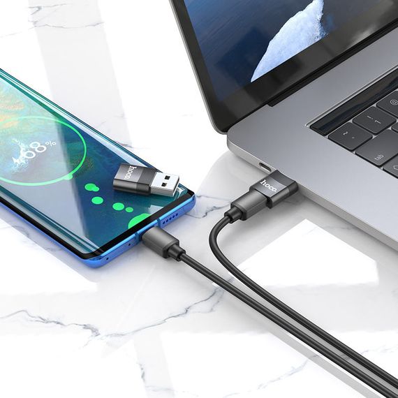 Переходник Hoco UA17 USB Male to Type-C Female USB2.0 Черный | Зображення 4