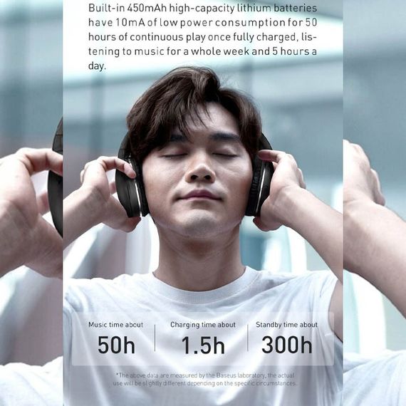 Накладні бездротові навушники Baseus Encok Wireless headphone D02 Pro (NGTD01030) Black | Зображення 7