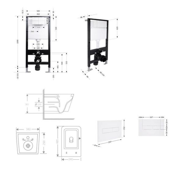 Готовое решение Qtap для ванной комнаты: подвесной унитаз Crow Ultra Quiet 485x340x290 + комплект инсталляции Standard (линейная | Зображення 1