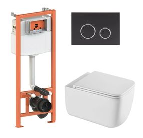 Набір Qtap Nest 4 в 1 підвісний унітаз Gemini Ultra Quiet 530х365х373 + комплект інсталяції QT2533076EUQW46164