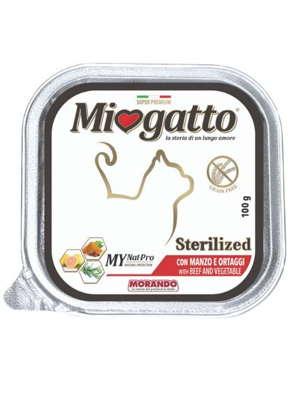Корм Morando Miogatto Sterilized Beef and Vegetables вологий з яловичиною для стерилізованих котів 100 гр