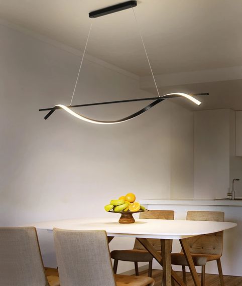 Люстра світлодіодна підвісна LED світильник для квартири на стелю лед 27073 Чорний 30-160х10х100 см. | Зображення 7