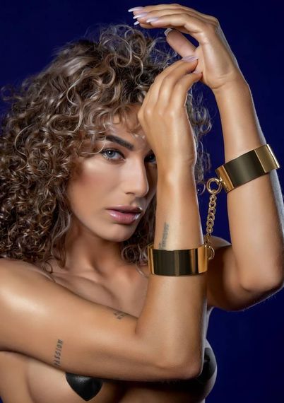 Наручники БДСМ кайданки для фіксації рук TABOOM Slave Wrist Cuffs — металеві, золотисті, аксесуар для пар | Зображення 1