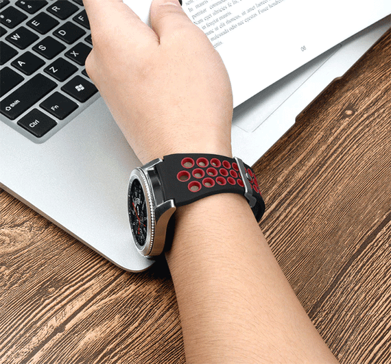 Спортивний ремінець з перфорацією для годинника Samsung Galaxy Watch 46 mm SM-R800 - Black&Red | Зображення 4