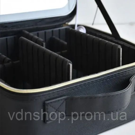 Черная Дорожная косметичка-чемоданчик с LED зеркалом Черная | Зображення 6