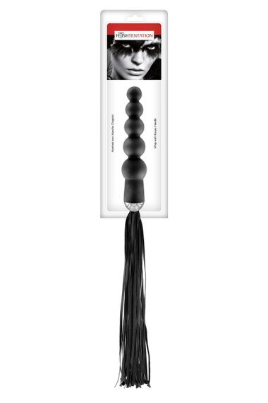 Флоггер с ручкой - анальными бусами Fetish Tentation Whip with Rosary Handle | Зображення 1